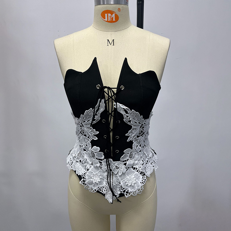 Corset Waist Cinch - BKLD Women's Vintage Elegant Floral Contrasting