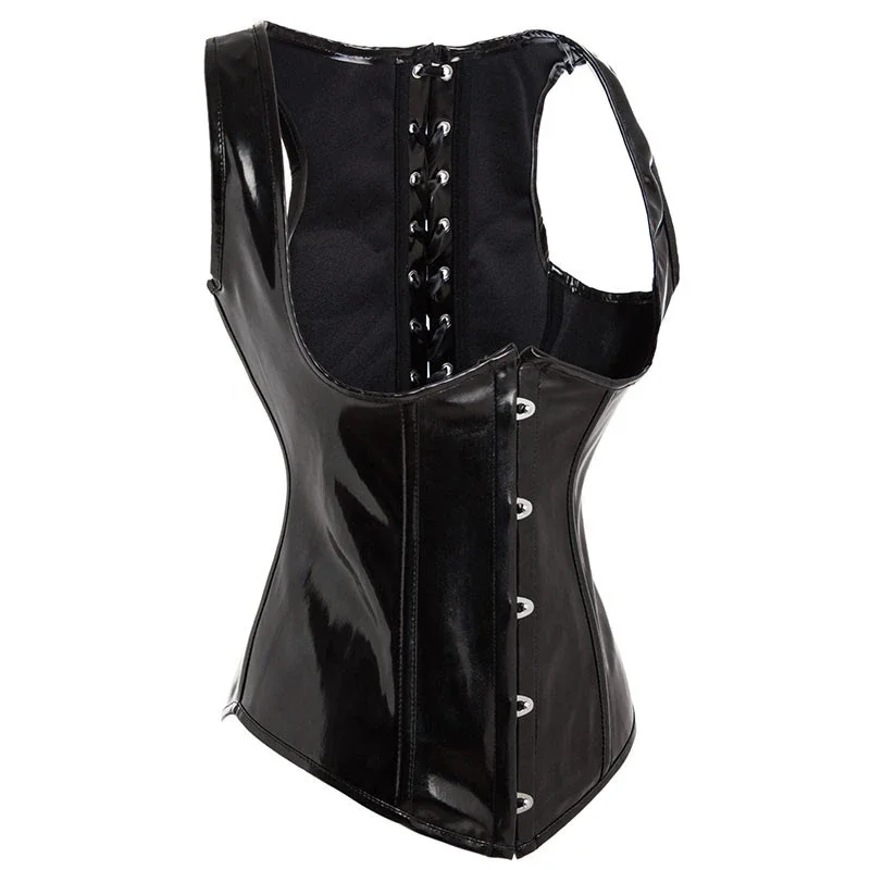 Black PU Leather Corset Gothic - Corset Waist Cinch 评论和价格