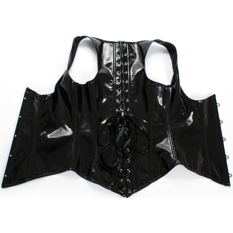 Black PU Leather Corset Gothic - Corset Waist Cinch 评论和价格